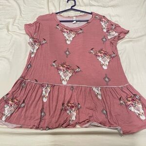 Floral Skull Print Pink Top